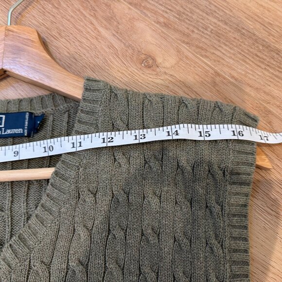 Polo Ralph Lauren Olive Green Cable Knit Sweater Vest Men’s Size Large - Picture 9 of 11